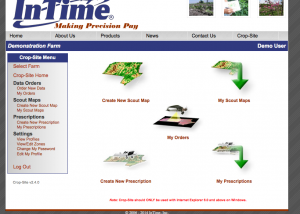 InTime CropSite Main Menu