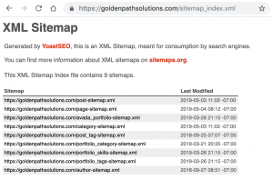 Screen shot: XML Sitemap for Golden Path Solutions